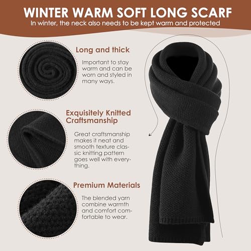 JOYPICKS Women's Long Knit Scarf Winter Chunky Scarfs Warm Big Wrap Thick Winter Fashion Scarves for Outdoor Men & Women