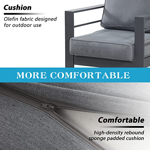 image for Solaste Patio Furniture Metal Couch, 3-Seat All-Weather Contemporary A