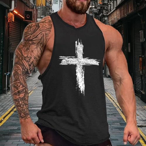 Mens Cotton Tank Tops Breathable Summer Quick Dry Cool Fitness Muscle Basic Sleeveless Shirt2