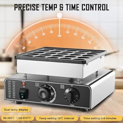 850 W Mini-Pfannkuchenbäcker, 25-Loch-elektrische Kommerzielle Pfannkuchenmaschine, Antihaftbeschichtetes Waffeleisen mit Einer Temperatur von 50 Bis 300 °C für (EU-Stecker 220 V) – Bild 3