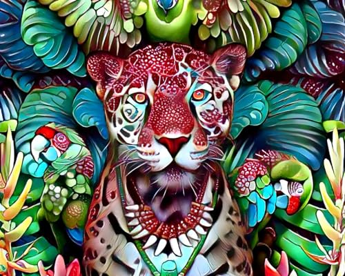 Toile guépard colorée 58x90 cm pour salon moderne SERENDIPITP