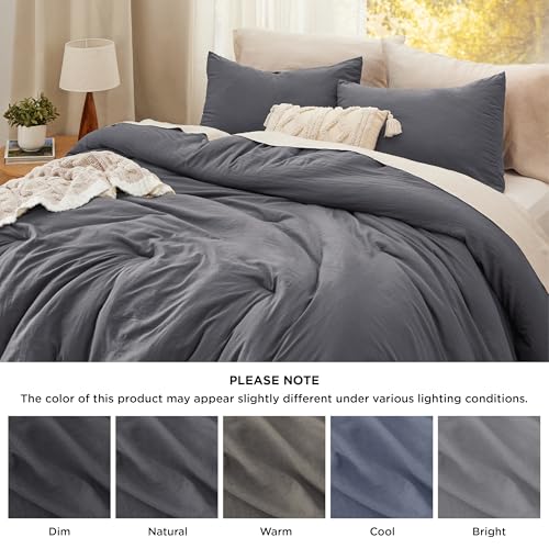Bedsure California King Comforter Set, Dark Grey Soft Prewashed Bed Comforter for All Seasons, 3 Pieces Warm Bedding Sets, 1 Lightweight Comforter (104"x96") and 2 Pillowcases (20"x36") by Bedsure - Image 7