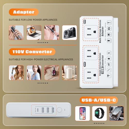 Kruuue KRUUUE-01 220V To 110V Travel Voltage Converter: International Universal Voltage Converter Us To Europe Power Strip Plug Transformer thumb #4