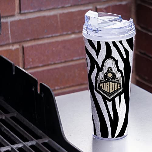Image of Rico Industries NCAA Glitter 24oz Acrylic Glitter Tumbler with Hinged Lid, Officially Licensed Double Wall Tumbler with Straw