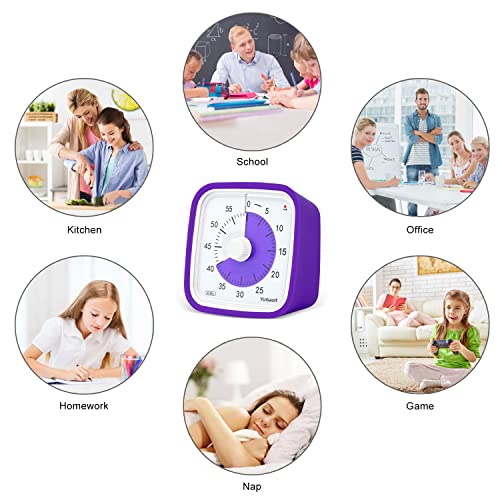 Yunbaoit Upgraded Visual Timer With Protective Case, 60 Minute Silent Countdown Timer For Kids And Adults(Purple) #TOP1