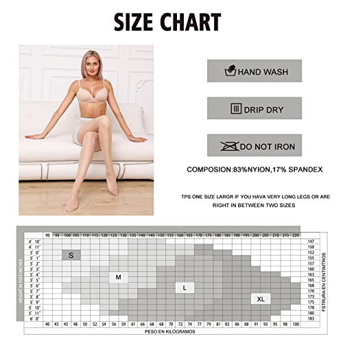 Image of YAGAXI 20D Sheer Tights for Women - 3 Pairs Women's Control Top Pantyhose