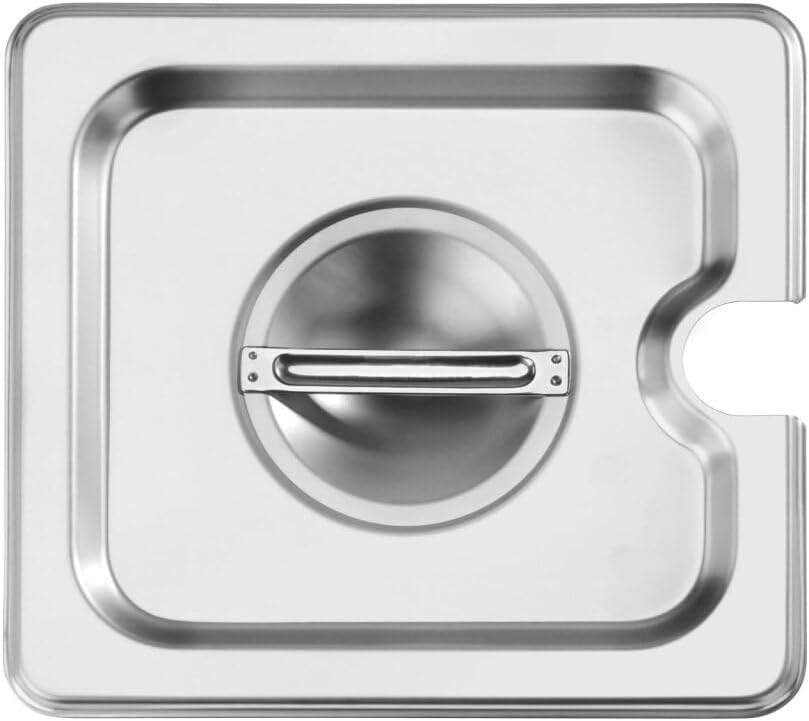 New Star Foodservice 1/6 Size Steam Table Pan Cover, Notched, 18/8 Stainless Steel, 24-Gauge