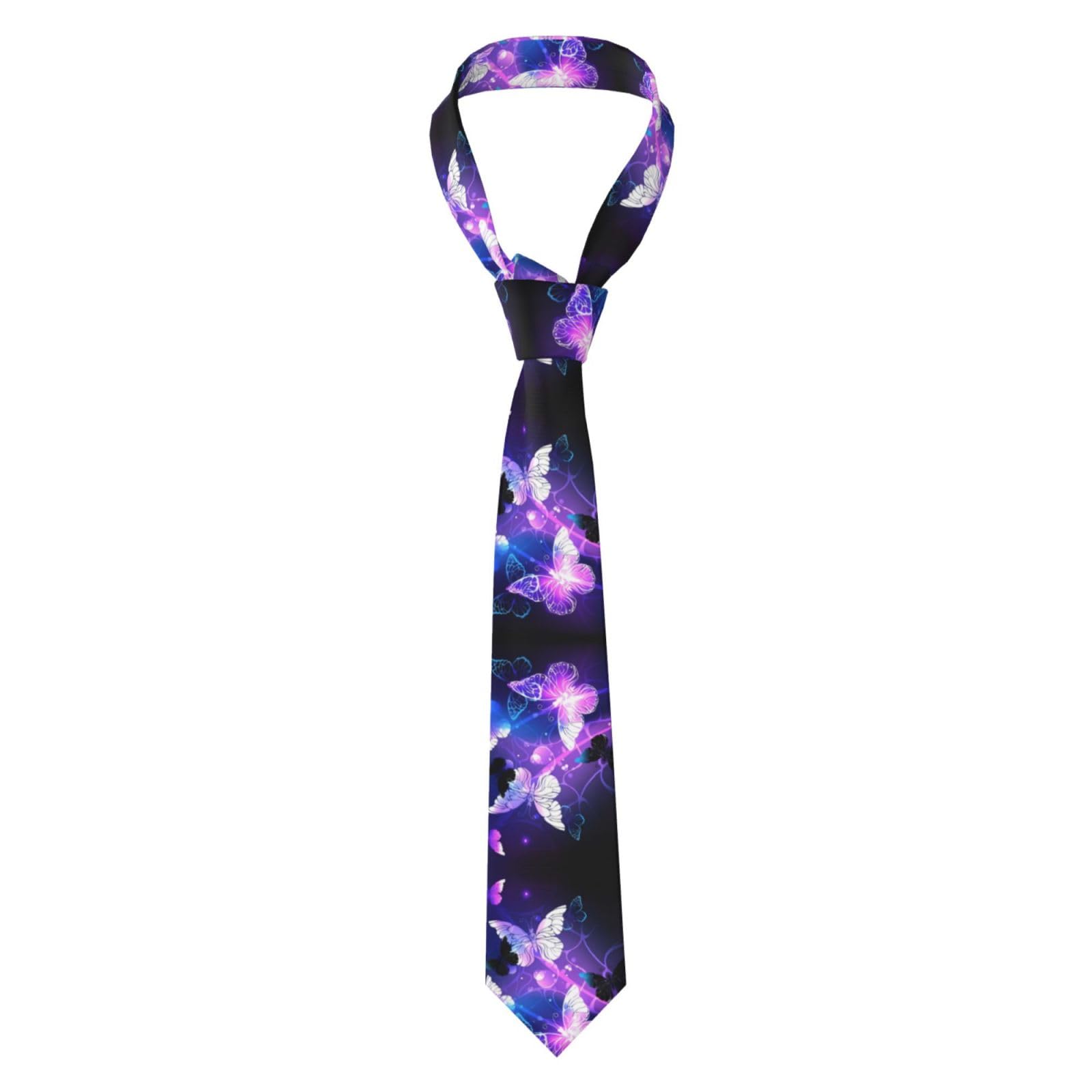 Classic Men'S Silk Tie Necktie Woven Jacquard Neck Ties Solid Satin Mens Ties Formal,White Purple Butterflies