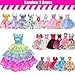 19 Pcs Doll Clothes and Accessories for 11.5 Inch Girl Dolls Outfit, Random 3 Stylish Dresses, 4 Tops, 4 Pants, 3 Evening Dresses, 1 Wedding Dress, 2 Swimsuits, 2 Pairs of Stockings