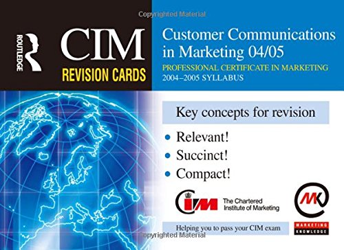 Buy Customer Communications in Marketing (CIM Revision Cards) — BookShops.in