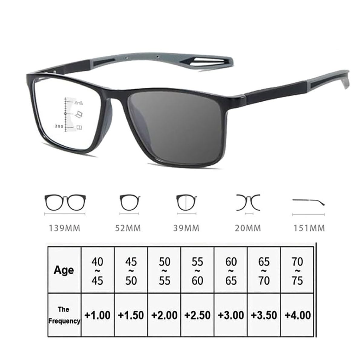 Generisch Autofokus Brille Mit Selbsteinstellung, Intelligente Zoom Brille Automatische Fokuseinstellung, Ultraleichte Und Bequeme Anti-Blaulicht-𝐁𝐫𝐢𝐥𝐥𝐞 Für Presbyopie Für Nah Und Fern