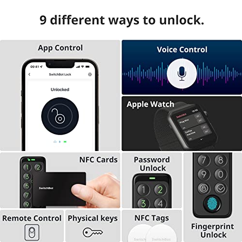 SwitchBot WLAN Smart Lock mit Touchscreen-Tastatur, Türriegelschlösser, Smartes Türschloss...