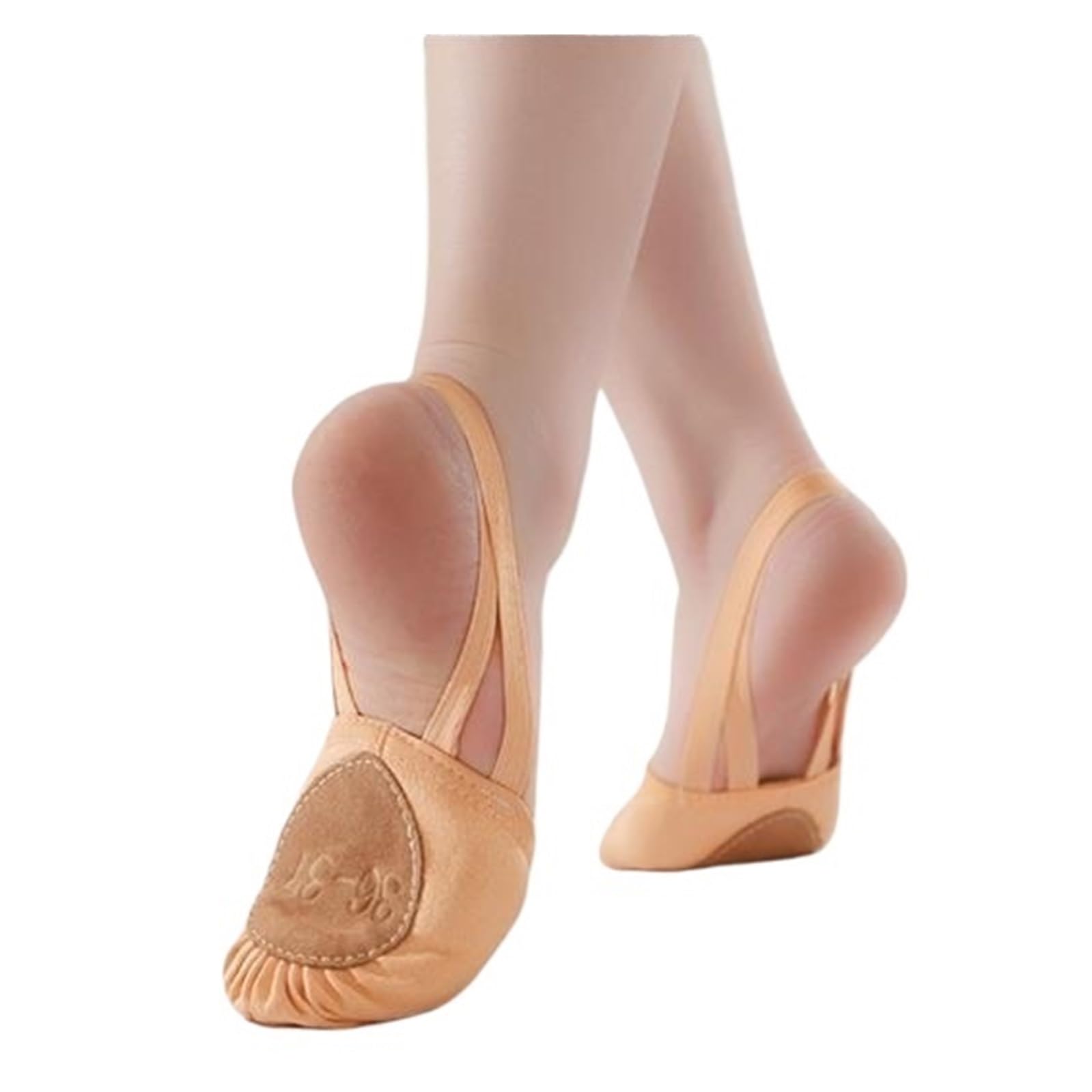 Zrhwspd Caramel Half Sole Dance Shoes Rhythmic Gymnastics Half Sole Ballet Dance Shoe Turning Shoes With Elastic Strip(,Women_38-39)
