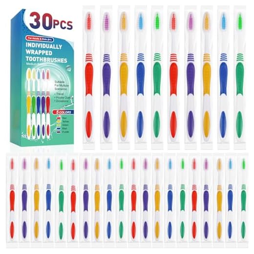 30 PCS Disposable Toothbrushes Pack, Bulk Toothbrush Individually Wrapped