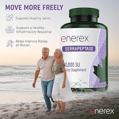ENEREX High Potency Serrapeptase Supplement 120,000 SPU - 180 Delayed Release Veggie Capsules (6 Month Supply), Non-GMO, Gluten-Free