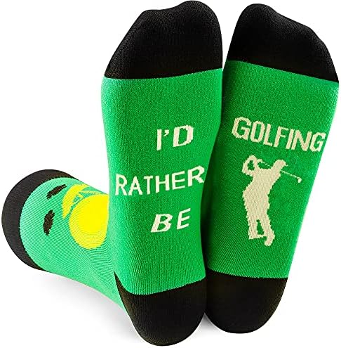 Gnpolo Funny Socks for Men Women I'D Rather Be Golf Dress Casual Crew Fun Gift Novelty Sock
