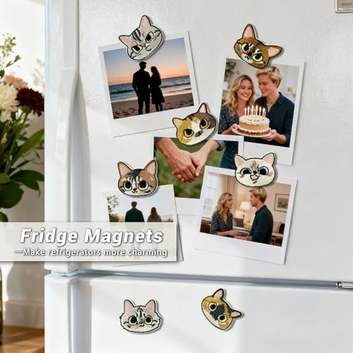 8 imanes decorativos de gato para refrigerador miniatura 4