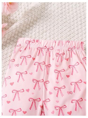 Image of WDIRARA Toddler Girl's Cute Bow Print Flare Pants Elastic Waist Bell Bottoms Trousers