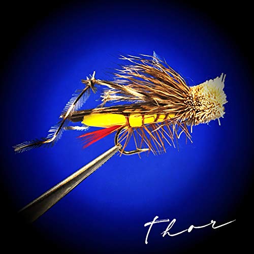Dave's Hopper Dry Fly Fishing Set - 6 Pcs, Hook Size #10 - Topwater Terrestrial Grasshopper Flies For Bass, Panfish, Trout By Thor Outdoor #TOP2