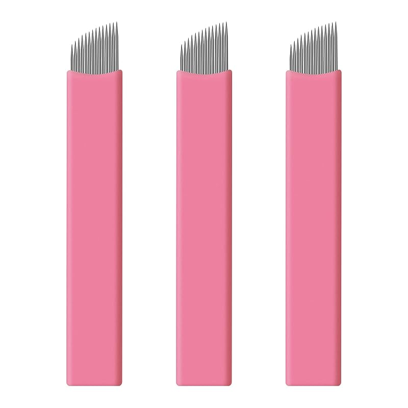 Lâminas descartáveis rosas para microblading #14 NANO, 0,15 mm, 14 Slope, pacote com 50 unidades