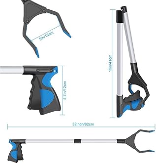 Litter Pickers,2 Pack Long Handy Grabbers for Disabled,32 inch Reacher Grabber Tools,Premium Lightweight Trash Picker Upper Claw Grabber (Blue)