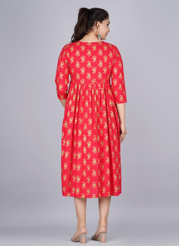 Image of Dhruvi Women's Rayon Anarkali Maternity Dress & Feeding Kurti with Zippers