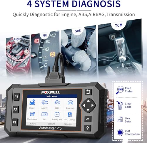 FOXWELL NT614 Elite OBD2 Scanner 4 System Code Reader Scan Engine ABS SRS Transmission, 5 Resets Oil/EPB/ABS Bleeding/SAS/Throttle Live Data, Auto VIN, WiFi Updates Car Diagnostic Tool for DIY & Pros