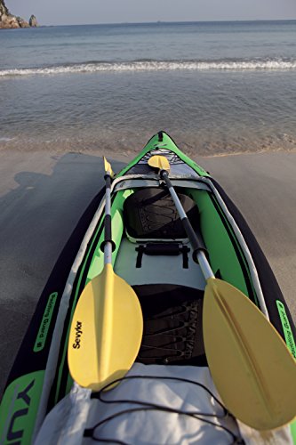 Sevylor Yukon Kajak, Kanu aufblasbar, 2 Personen Faltkajak, Kanadier, inkl. Packsack, grün/Schwarz, 382 x 98 cm