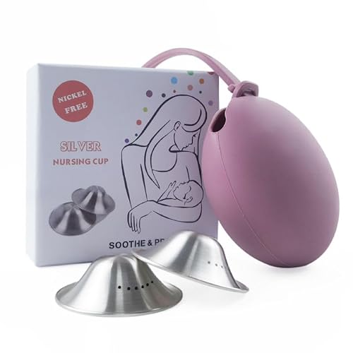 999 Breathable Style Silver Nursing Cups for Breastfeeding Silver Nipple Shields Free of Copper and Nickel-Protect and Soothe Sore Solid Silver|Breast Shields for Nursing Newborns (M(4.5cm*1.5cm))