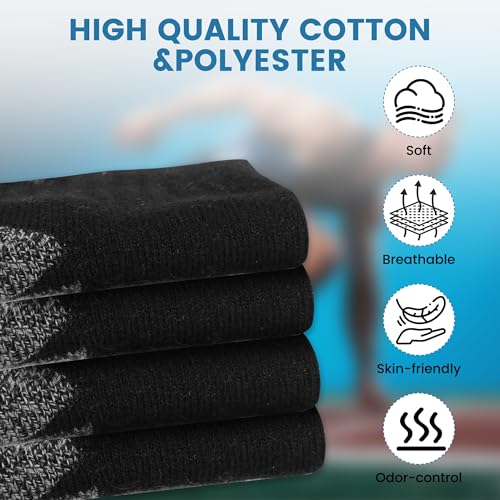 Men's Cotton Crew Work Socks, 6 Pair Cushioned Boot Socks for Hiking, Sports & Running Moisture Wicking Athletic Socks3