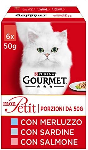 Purina Gourmet Mon Petit Umido Gatti con Merluzzo, Sardine, Salmó...