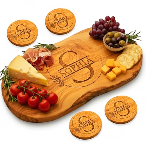 Personalized Olive Wood Cutting Board - Custom Charcuterie Boards, Housewarming, New Home, Birthday...