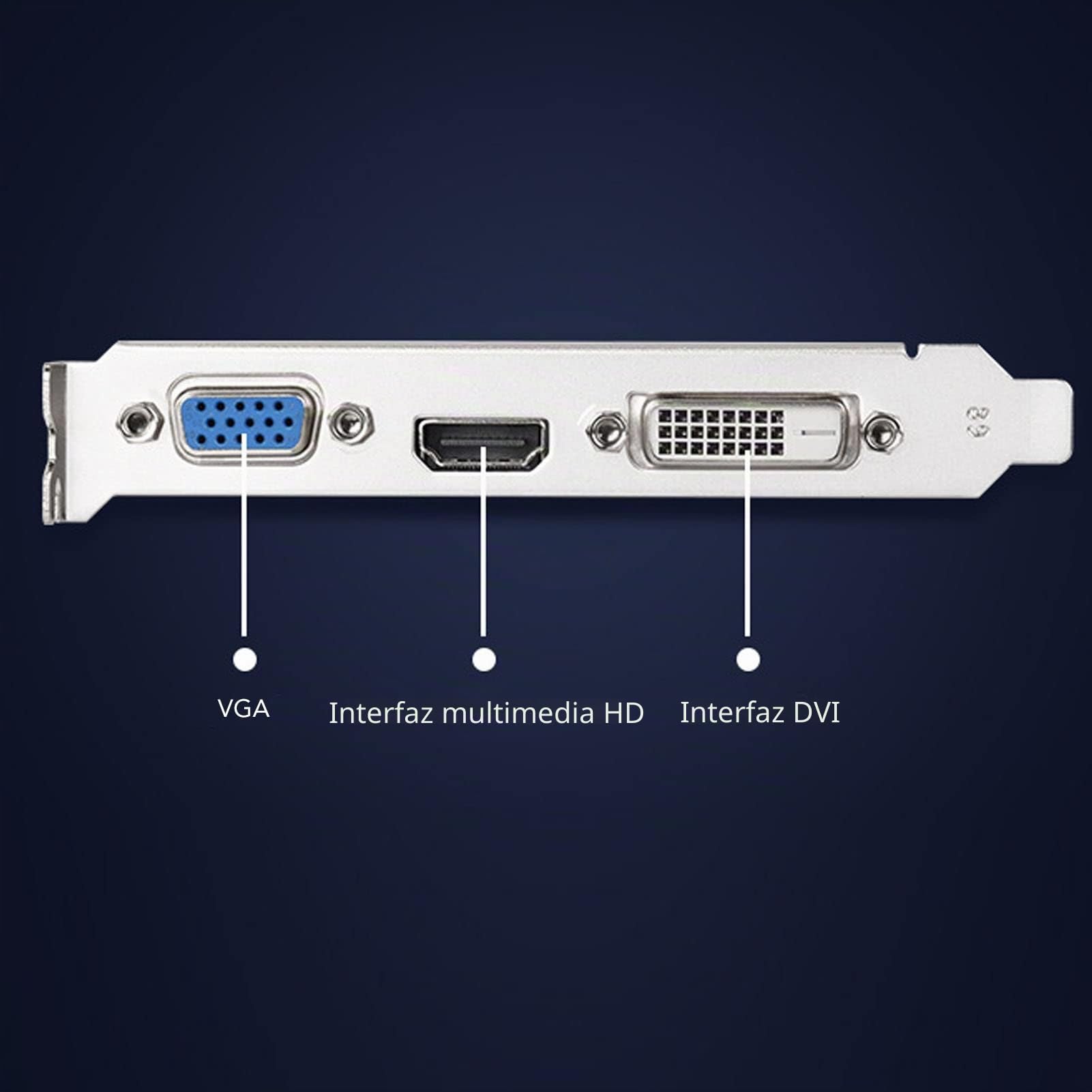 Annadue Tarjeta Gráfica 1G DDR3 con Ventilador de Refrigeración, Tarjeta Gráfica de Oficina DDR3 de 64 bits con Puerto HDMI DVI VGA, PCIE 2.0, Compatible con DirectX10.1, Tarjeta