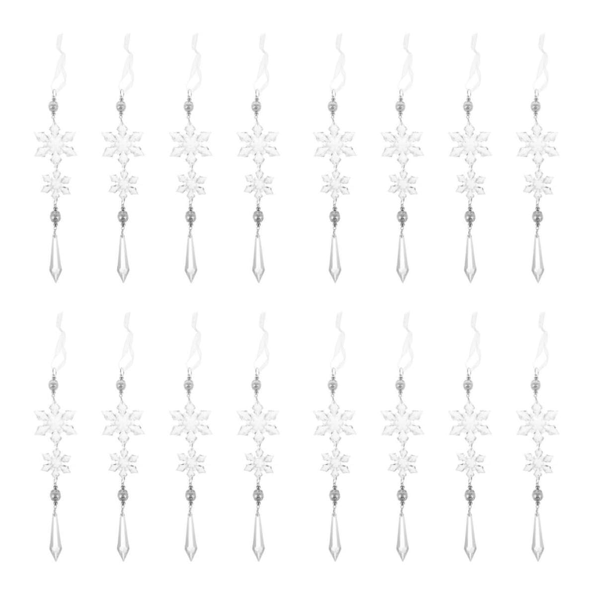 TOYANDONA 16 Stück Acryl Schneeflocken Anhänger für Winterdeko in Büros | Glitzernder Effekt, Wiederverwendbar und Leicht Aufzuhängen, Vielseitig Einsetzbar für Festliche Stimmung