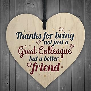 RED OCEAN Great Colleague Friendship Wooden Hanging Plaque Heart Leaving Thank You Gift Novelty Sign