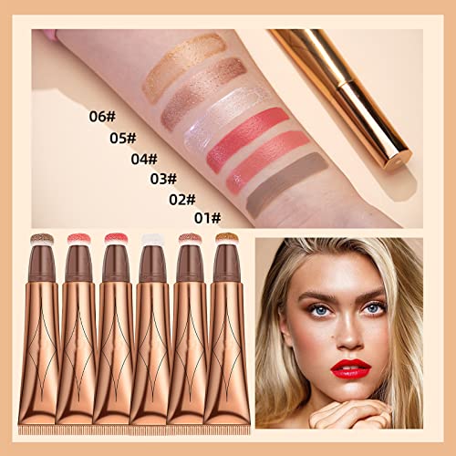 3Pcs Body&Face Creamy Contour Beauty Stick,Face Blush Wand With Cushion Applicator,Shimmer Liquid Highlighter Makeup Stick,Long Lasting And Water-Resistant Smooth Moisturize Gliding Face Makeup.#124 #TOP5