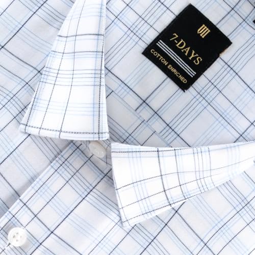 Image of 7-DAYS Men's Premium Checks Formal Shirt - Cotton Rich, Regular Fit, Full Sleeve, with Pocket, Wrinkle Resistant - Stylish Office & Everyday Wear.