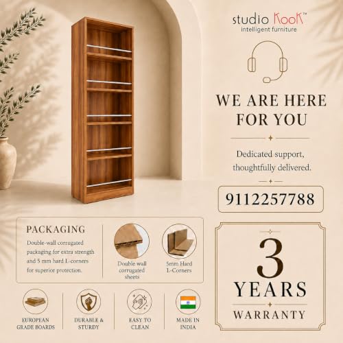 Image of Studio Kook Cucina Tall Kitchen Cabinet with Guard Rails (Amber Walnut)
