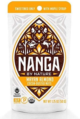 Nanga By Nature - Organic Chocolate Covered Almonds - Cocoa Dusted Mayan Almond - Paleo Snacks - Maple Sweetened - Fair Trade - Sprouted - Gluten Free - Vegan - 1.75oz Individual Pouch (10 pack)