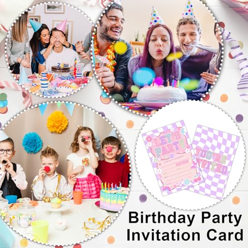 Naifkaw Let's Party! Birthday Invitations - Cute Flower- 20 Pcs Fill- In Purple Party Invitation Cards & Envelopes For Boys, Girls, Kids, Birthday Party Favor & Supplies 4x6 Inch by Naifkaw - Used condition - Image 6