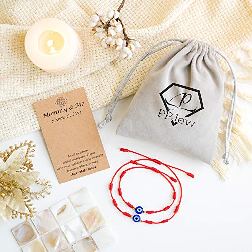 PPJew 7 Knots Evil Eye Bracelet Kabbalah Red String Bracelets Mommy and Me Bracelet Set Protection Amulet for Boys & Girls Daughter Mother Women Family - Image 6