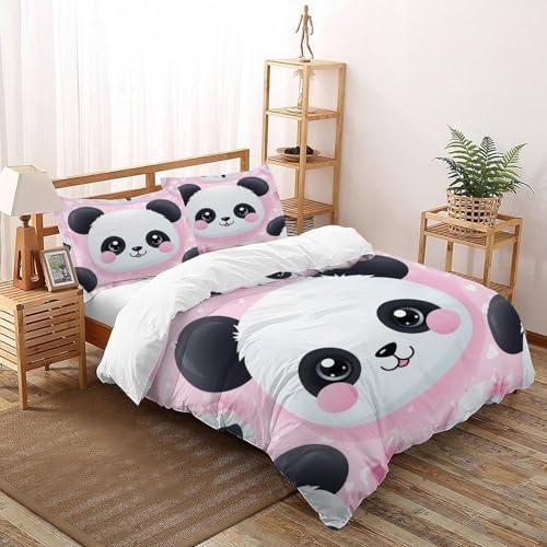 Housse de couette panda 3D en tissu microfibre respirant avec zip - 2