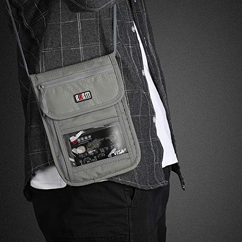 BUBM Neck Wallet, RFID Passport Holder, Travel Wallet, Waterproof, Anti-theft Pouch for Women/Men - Gray - Image 6