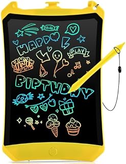 LCD Writing Tablet Electronic Doodle Board with Colorful Screen RaceGT 8.5-Inch Reusable Drawing Pad Gift for Kids and Adults at Home,School and Office Learning & Education Handwriting Aids - Yellow