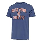 MLB Men's Union Arch Franklin Team Color Primary Logo Word Mark T-Shirt (New York Mets Blue, X-Large)