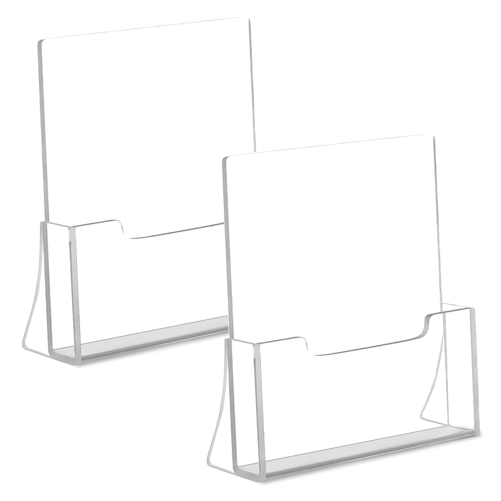 OIENNI 2 Pack A4 Clear Acrylic Leaflet Holders, Thickened Freestanding Brochure Flyer Display Stands for Counters, Offices, Restaurants & Reception Desks