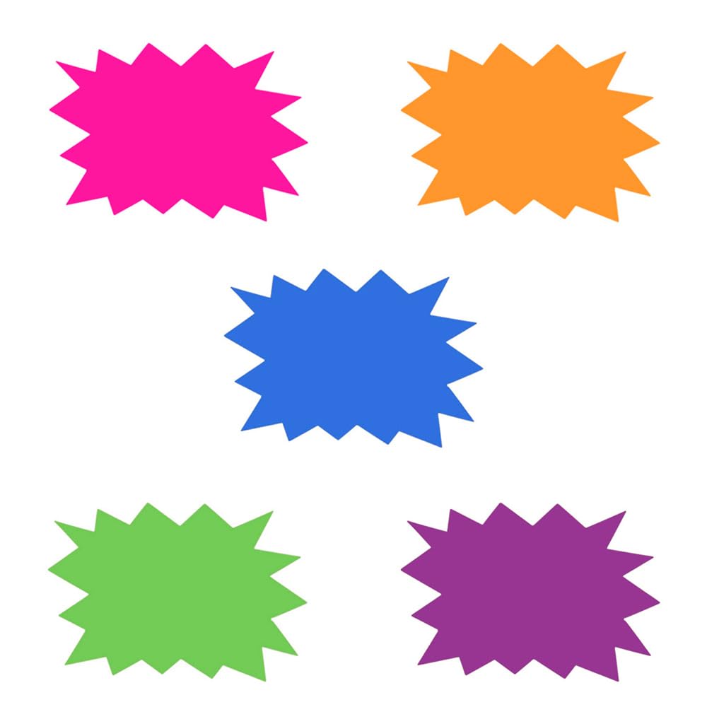 250Pcs 5 Colors Starburst Signs Fluorescent Price Signs, Star Shape Signs Price Eye-catching, Retail Store Price Label Garage Sale Supplies Tags for Store Shop