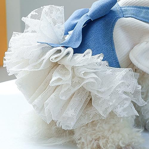 nerhemg Vestido para animais de estimação com laço grande decoração charmoso pérola princesa cão fác