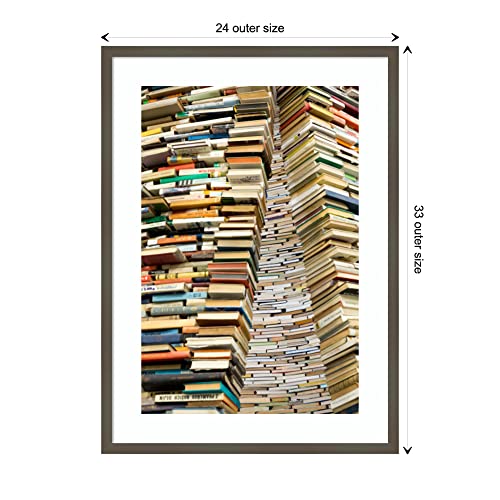 Amanti Art Wood Framed Wall Art Print Book Sculpture At Prague City Library 2 By Wendy Kaveney Danita Delimont (24 In. W X 33 In. H), Svelte Clay Grey Frame - Large #TOP3
