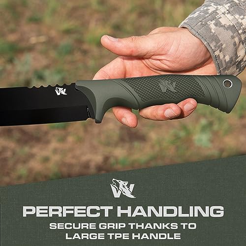Image of ODENWOLF W Machete - Survival Machete Full Tang with Sheath - Strong D2 Steel Knife Machete for Cutting Trees, for Yard Work, and for Bushcrafting and Big Tactical Knife with TPE-Handle